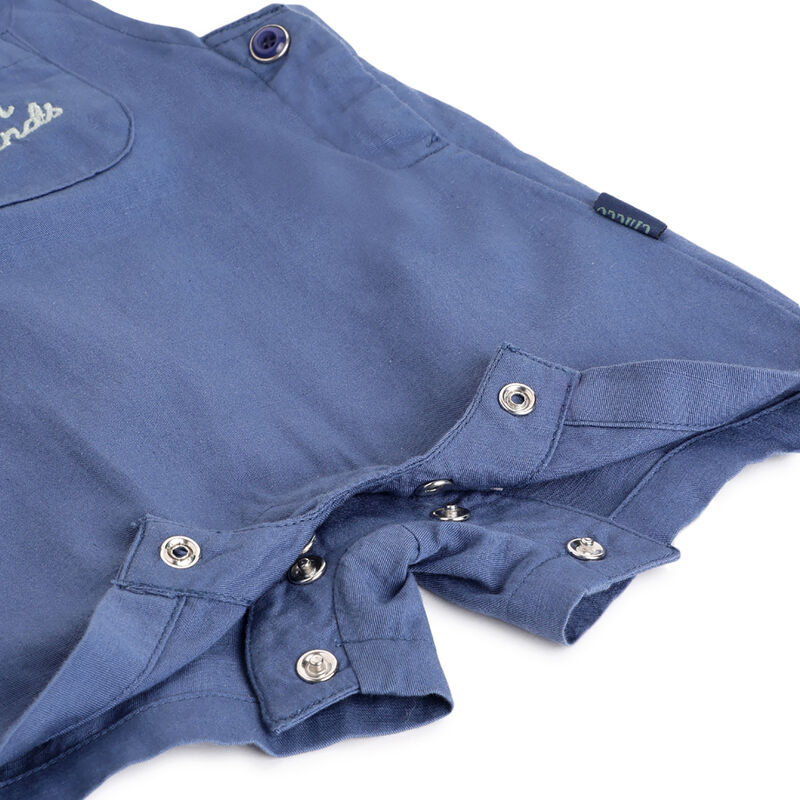 Boys Medium Light Blue Applique Short Dungaree image number 3
